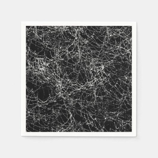 Serviette En Papier Black & Silvery Spider Webs Chic Halloween Party (Devant)