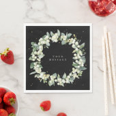 Serviette En Papier Black Snowberry+Eucalyptus Wreath Fête (En situation)