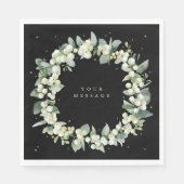 Serviette En Papier Black Snowberry+Eucalyptus Wreath Fête (Devant)