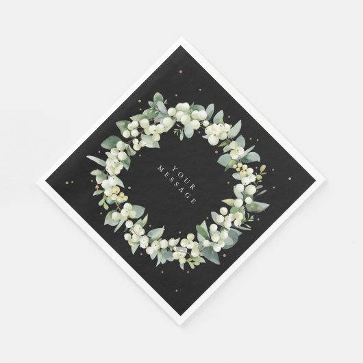 Serviette En Papier Black Snowberry+Eucalyptus Wreath Fête (Coin)