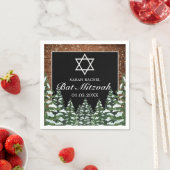 Serviette En Papier Black Snowy Bois & Forêt Pine Bar Bat mitzvah (En situation)
