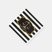 Serviette En Papier Black Striped Gold Law Scales Graduation Party (Coin)
