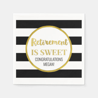 Serviette En Papier Black Stripes Gold Retirement est doux
