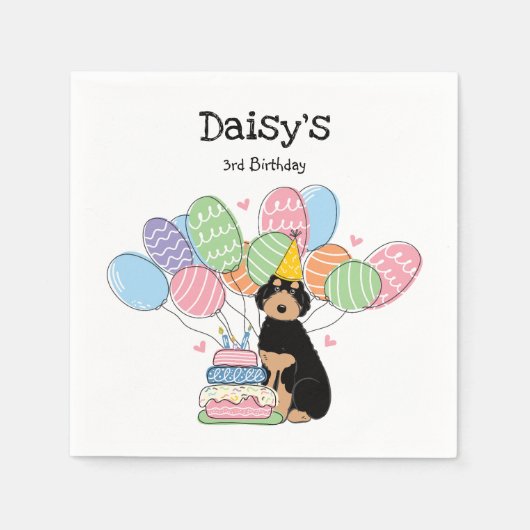 Serviette En Papier Black Tan Aussiedoodle Chien Anniversaire Papier d (Devant)