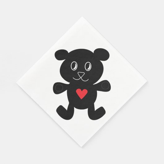 Serviette En Papier Black Teddy Bear Love (Coin)