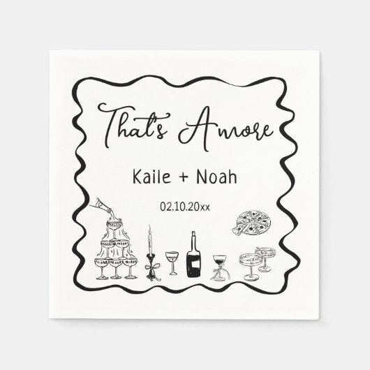 Serviette En Papier Black That's Amore Engagement Party (Devant)