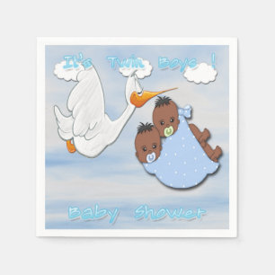 Serviette En Papier Black Twin Boys - Stork Baby shower papier serviet