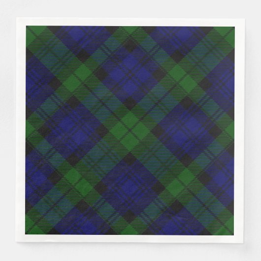 Serviette En Papier Black Watch Tartan bleu vert Plaid (Devant)