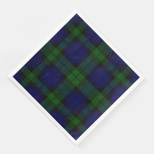Serviette En Papier Black Watch Tartan bleu vert Plaid (Coin)