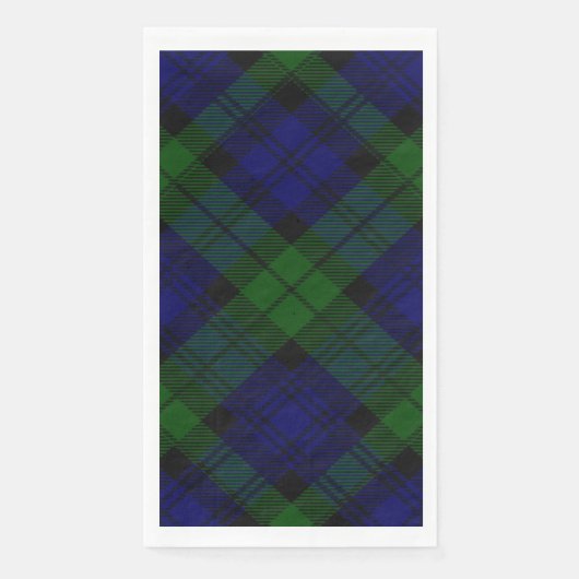 Serviette En Papier Black Watch Tartan bleu vert Plaid (Devant)