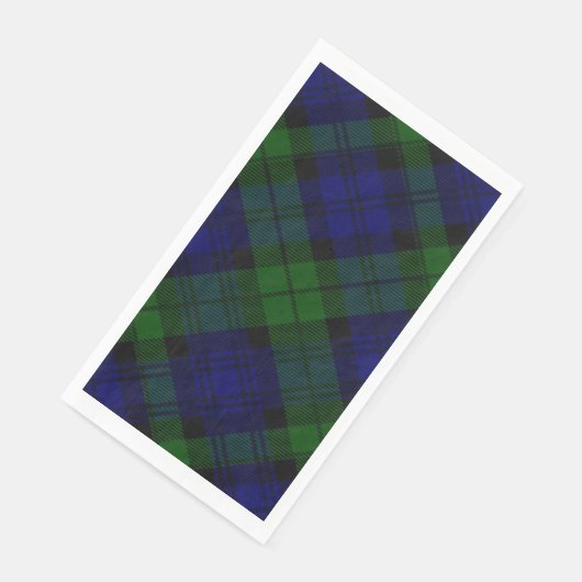 Serviette En Papier Black Watch Tartan bleu vert Plaid (Coin)