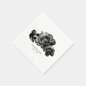 Serviette En Papier Black Watercolor Roses mariage élégant (Coin)