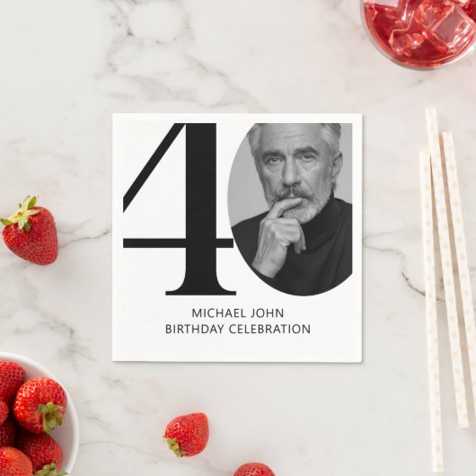 Serviette En Papier Black & White 40e photo d'anniversaire (En situation)
