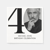 Serviette En Papier Black & White 40e photo d'anniversaire (Devant)