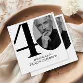 Serviette En Papier Black & White 40e photo d'anniversaire