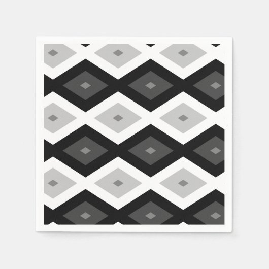 Serviette En Papier Black, white and grey diamond pattern (Devant)