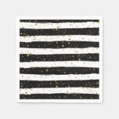 Serviette En Papier Black White Aquarelle rayures Gold Parties scintil (Devant)