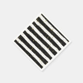 Serviette En Papier Black White Aquarelle rayures Gold Parties scintil (Coin)