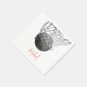 Serviette En Papier Black & White Basketball Ball & Net Your Name (Coin)