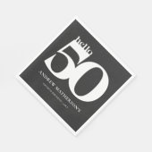 Serviette En Papier Black White Bold moderne Hello 50 Anniversaire (Coin)
