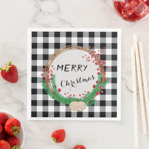 Serviette En Papier Black White Buffalo Check Corporate Holiday