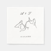 Serviette En Papier Black White Cats Doodle Couple Mariage Monogramme (Devant)
