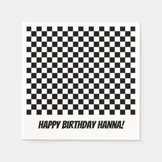 Serviette En Papier Black White Check Motif Racing thème Anniversaire (Devant)