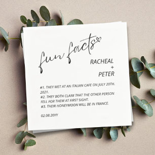 Serviette En Papier Black White Chic Moderne Fun Facts Script Mariage