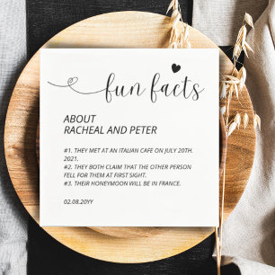 Serviette En Papier Black White Chic Moderne Fun Facts Script Mariage