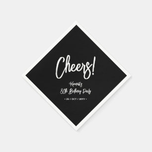 Serviette En Papier Black & White   Chic Quatre-Vingt 80e Anniversaire