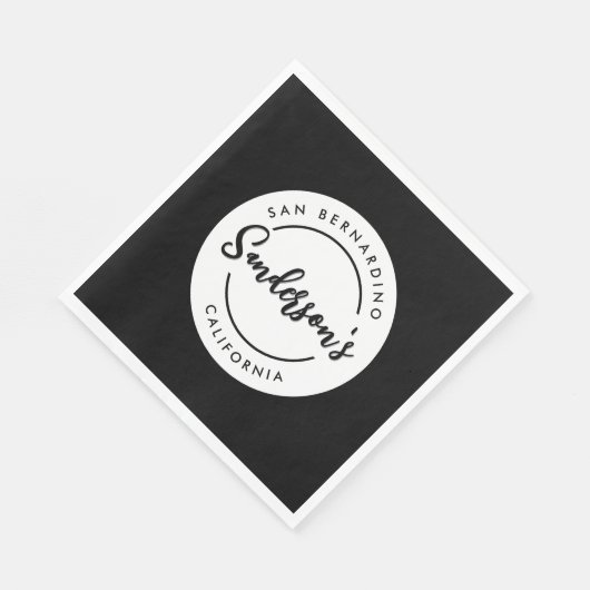 Serviette En Papier Black White City Ville Lieu Nom Endroit Cercle (Coin)