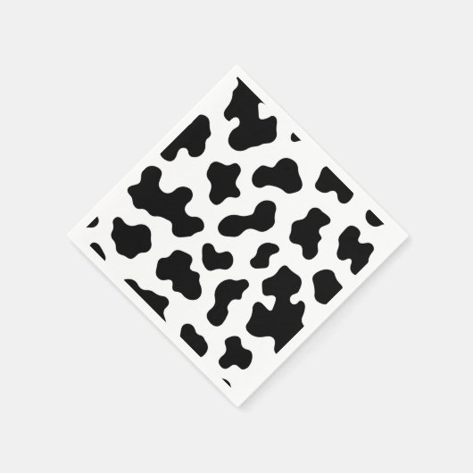 Serviette En Papier Black & White Cow Imprimer Anniversaire (Coin)