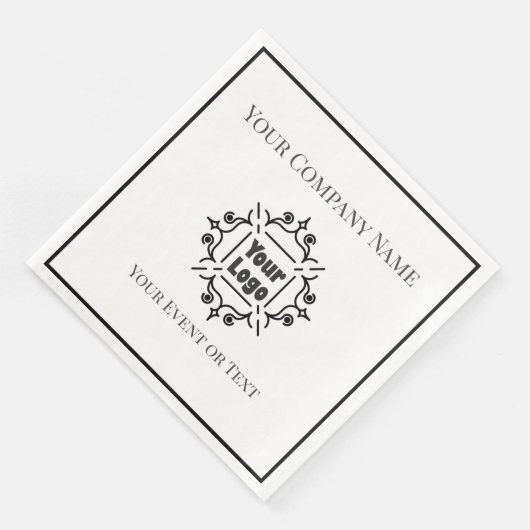 Serviette En Papier Black & White Custom Logo Company Event (Coin)