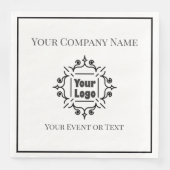 Serviette En Papier Black & White Custom Logo Company Event (Devant)