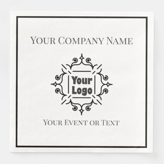 Serviette En Papier Black & White Custom Logo Company Event (Devant)