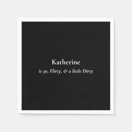 Serviette En Papier Black & White Dirty 30 Anniversaire (Devant)