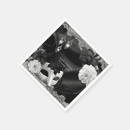 Serviette En Papier Black & White Elegant Masquerade Party (Coin)