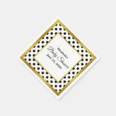 Serviette En Papier Black White et Faux Gold Baby shower (Coin)