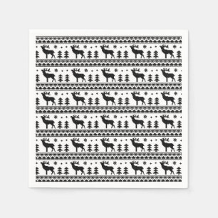 Serviette En Papier Black White Fair Isle Sweat Motif de Noël