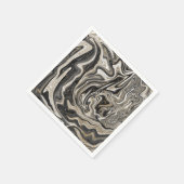 Serviette En Papier Black White & Gold Chic Swirl Mariage moderne (Coin)