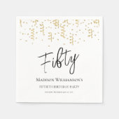 Serviette En Papier Black, White & Gold Cinquante, 50e anniversaire (Devant)