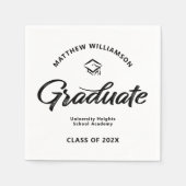 Serviette En Papier Black White Graduation Bold Retro Script Cap Icon (Devant)