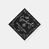 Serviette En Papier Black White Hand Drawn Doodles Style Graduation (Coin)