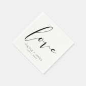 Serviette En Papier Black & White LOVE Minimal Mariage moderne (Coin)