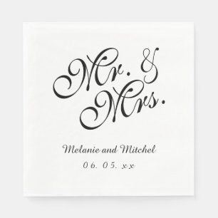 Serviette En Papier Black White M et Mme   Papier mariage