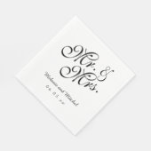 Serviette En Papier Black White M et Mme | Papier mariage (Coin)