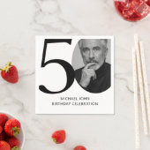 Serviette En Papier Black & White moderne 50e photo Anniversaire (En situation)