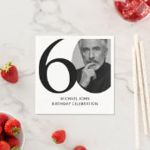 Serviette En Papier Black & White moderne 60e photo Anniversaire (En situation)