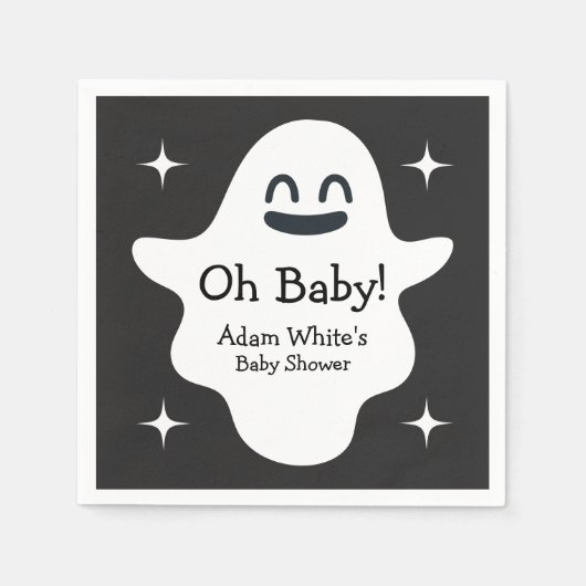Serviette En Papier Black & White Oh Baby Ghost Baby shower d'Hallowee (Devant)