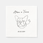 Serviette En Papier Black White Pet Bulldog Fiançailles Mariage (Devant)